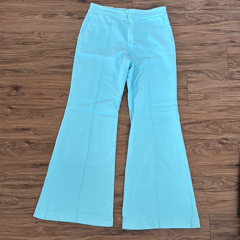 Alice + Olivia Sky Blue Dylan High-Waist Wide-Leg Pintuck Pants